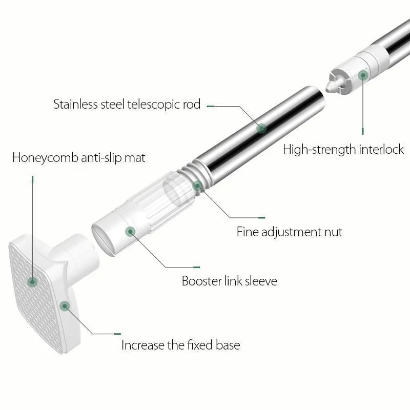 Telescopic Clothing Rod Punch-free Adjustable Shower Curtain Rods And Accessories Extendable Stainless Steel Simple Support Rod